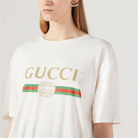 gucci tee white logo|gucci logo t shirt.